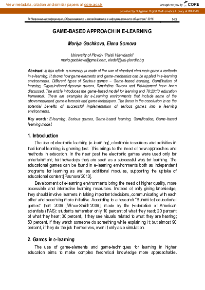 (PDF) Game-based Approach in e-Learning