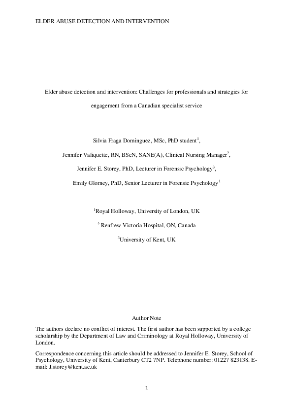 (PDF) Elder Abuse Detection and Intervention: Challenges for ...