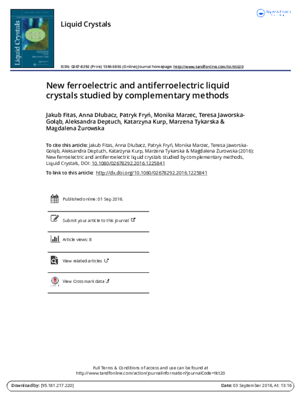 (PDF) New ferroelectric and antiferroelectric liquid crystalline ...
