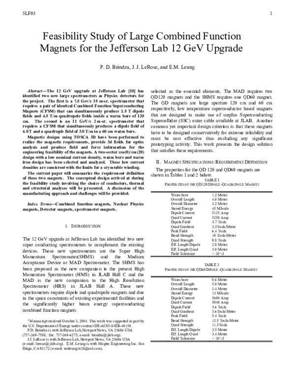 (PDF) Feasibility Study of Large Combined Function Magnets for the ...