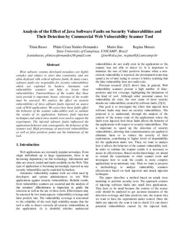 (PDF) Analysis of the effect of Java software faults on security ...