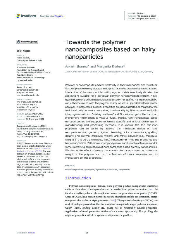 (PDF) Towards the polymer nanocomposites based on hairy nanoparticles