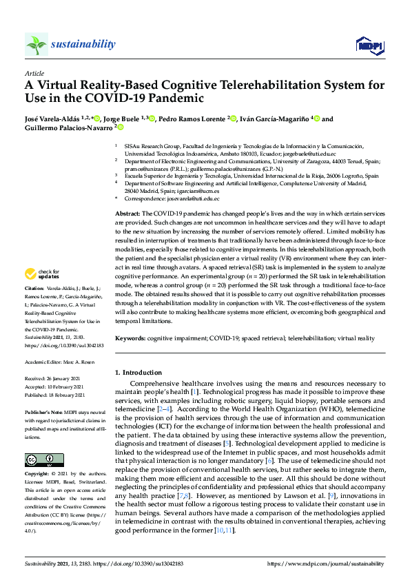 (PDF) A Virtual Reality-Based Cognitive Telerehabilitation System for ...