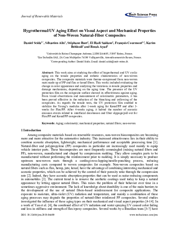 (PDF) Hygrothermal/UV Aging Effect on Visual Aspect and Mechanical ...