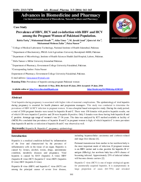 (PDF) Case Study Prevalence of HBV, HCV and co-infection with HBV and ...