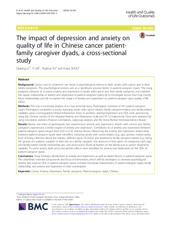 (PDF) The impact of depression and anxiety on quality of life in ...