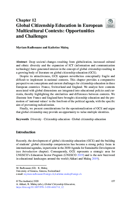 (PDF) Global Citizenship Education in European Multicultural Contexts ...