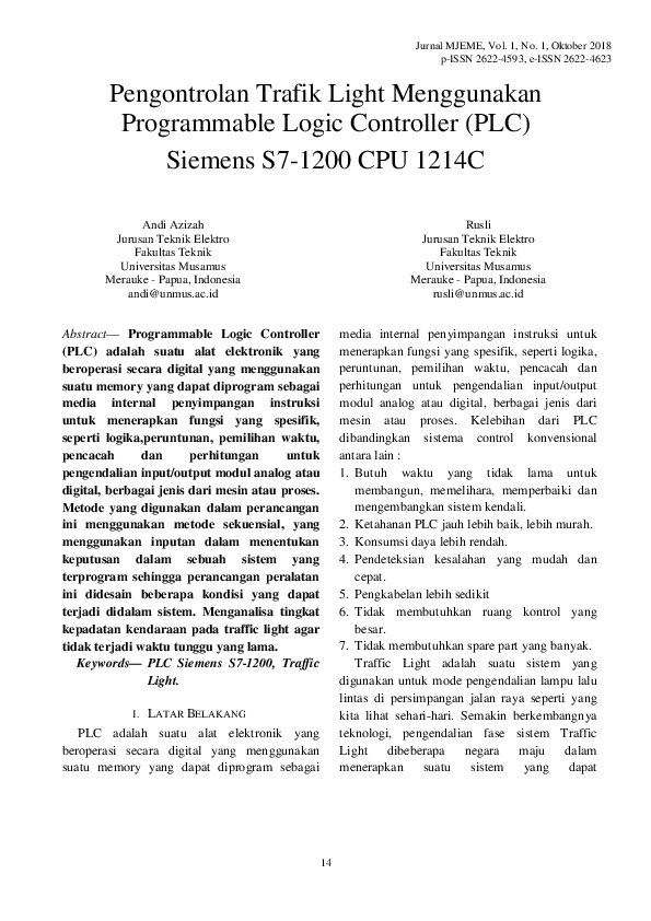 (PDF) Pengontrolan Trafik Light Menggunakan Programmable Logic