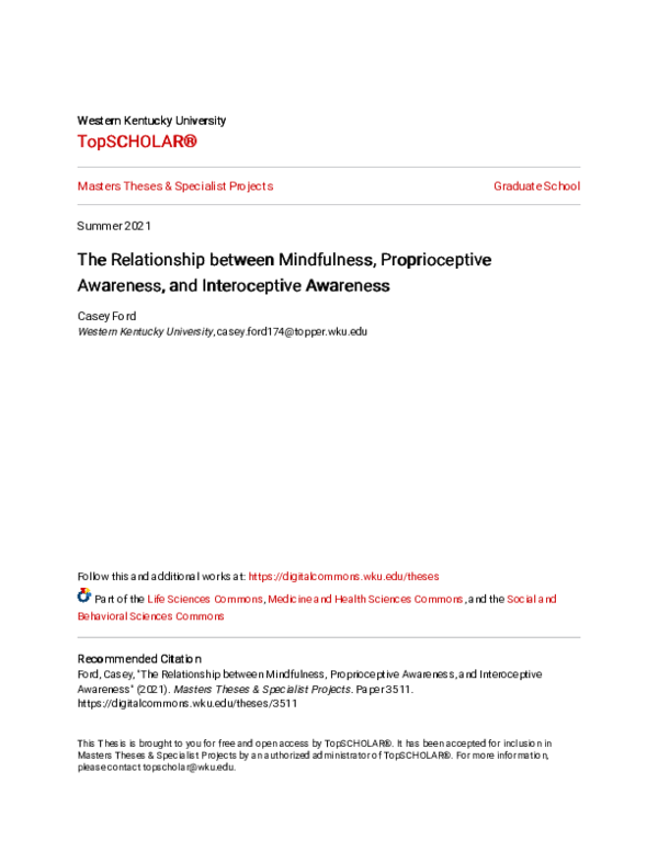 (PDF) The Relationship between Mindfulness, Proprioceptive Awareness ...