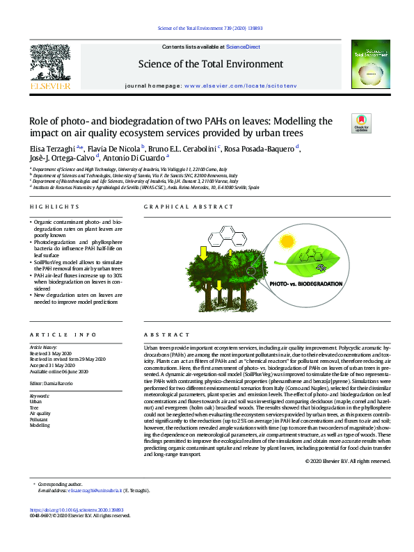 (PDF) Role of photo- and biodegradation of two PAHs on leaves ...