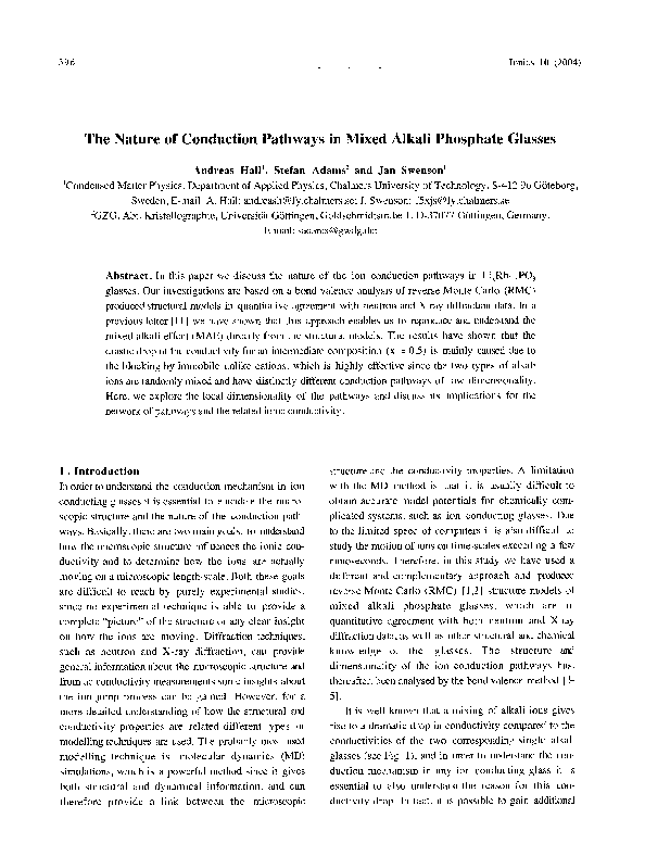 (PDF) The nature of conduction pathways in mixed alkali phosphate glasses