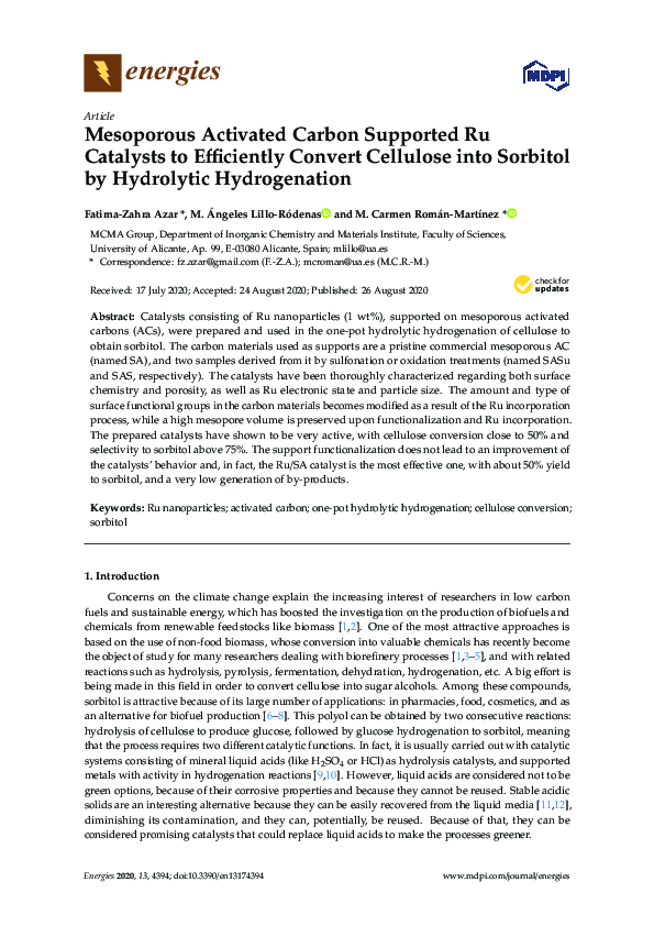 (PDF) Mesoporous Activated Carbon Supported Ru Catalysts to Efficiently ...