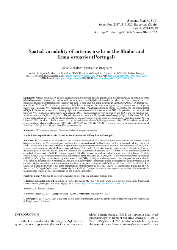 (PDF) Spatial variability of nitrous oxide in the Minho and Lima ...