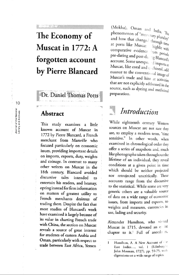 (PDF) Potts, 2022. The Economy of Muscat in 1772: A forgotten account ...