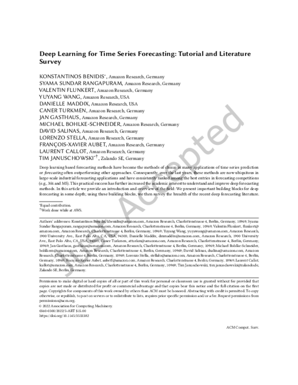(PDF) Deep Learning for Time Series Forecasting: Tutorial and ...