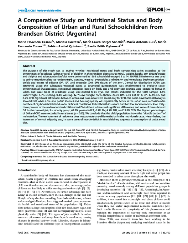 (PDF) A Comparative Study on Nutritional Status and Body Composition of ...