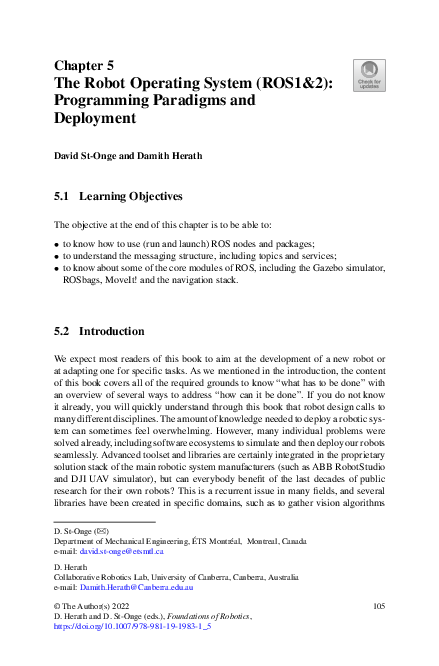 (PDF) The Robot Operating System (ROS1 &2): Programming Paradigms and ...