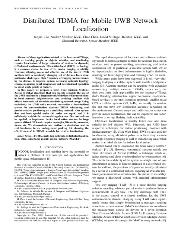 (PDF) Distributed TDMA for Mobile UWB Network Localization