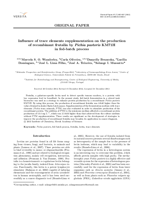 (PDF) Influence of trace elements supplementation on the production of ...