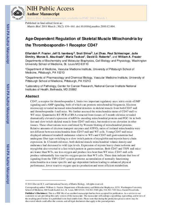 (PDF) Age-dependent regulation of skeletal muscle mitochondria by the ...