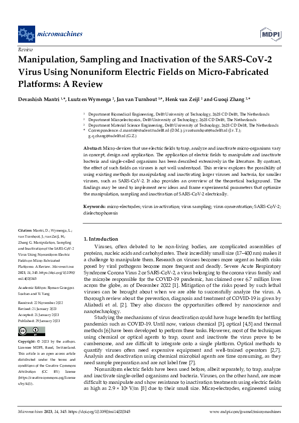 (PDF) Manipulation, Sampling and Inactivation of the SARS-CoV-2 Virus ...