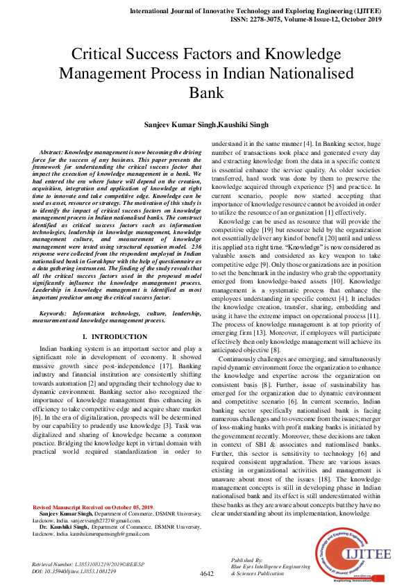 (PDF) Critical Success Factors and Knowledge Management Process in ...