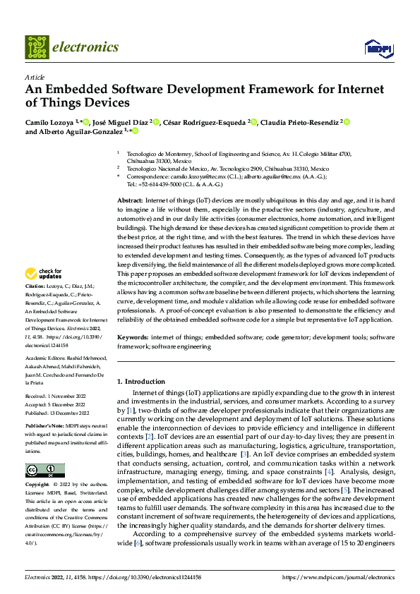 (PDF) An Embedded Software Development Framework for Internet of Things ...