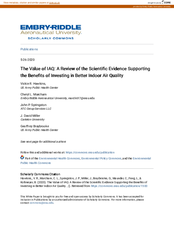 (PDF) The Value of IAQ: A Review of the Scientific Evidence Supporting ...