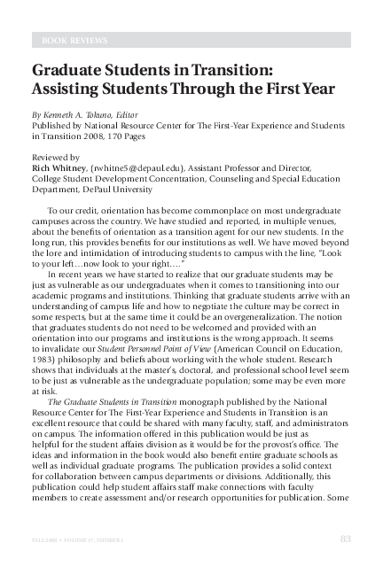(PDF) Graduate Students in Transition