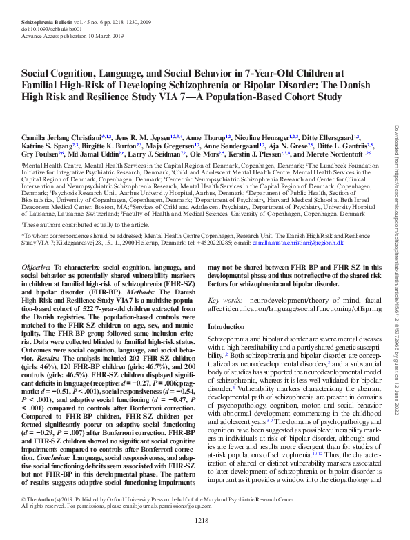(PDF) Social Cognition, Language, and Social Behavior in 7-Year-Old ...