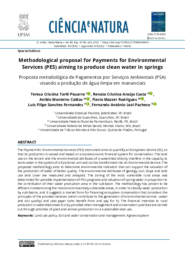 (PDF) Methodological proposal for Payments for Environmental Services ...