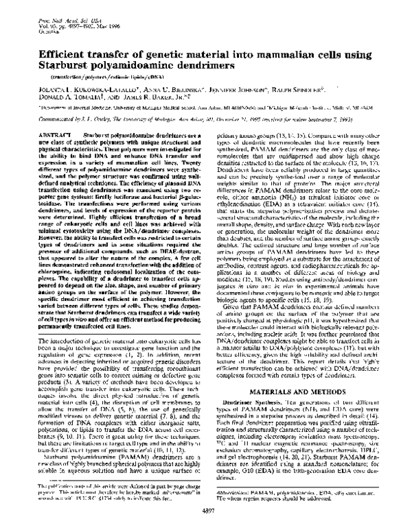(PDF) Efficient transfer of genetic material into mammalian cells using ...
