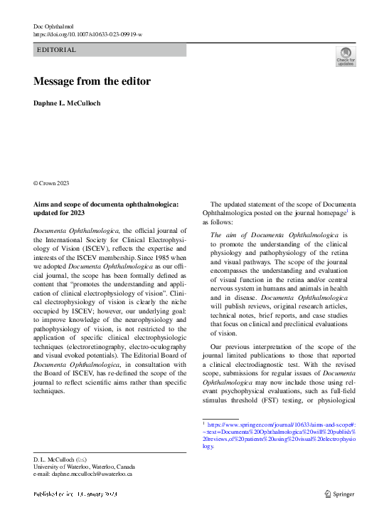 (PDF) Message from the editor
