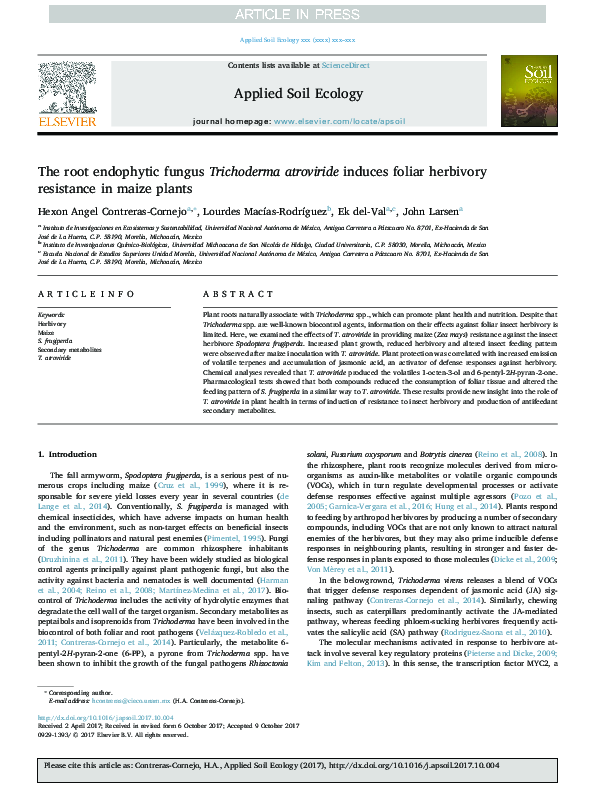 (PDF) The root endophytic fungus Trichoderma atroviride induces foliar ...