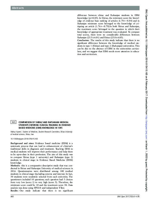 Pdf The Effect Of Evidence Based Medicine Ebm Training Seminars On