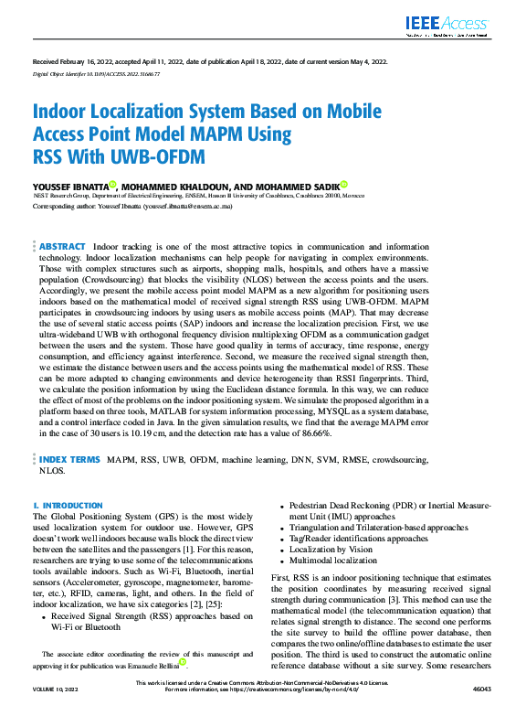 (PDF) Indoor Localization System Based on Mobile Access Point Model ...