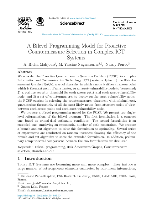 (PDF) A Bilevel Programming Model for Proactive Countermeasure ...
