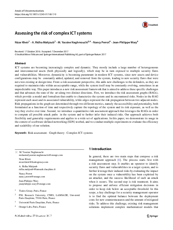 (PDF) Assessing the risk of complex ICT systems