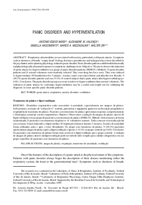 (PDF) Panic disorder and hyperventilation