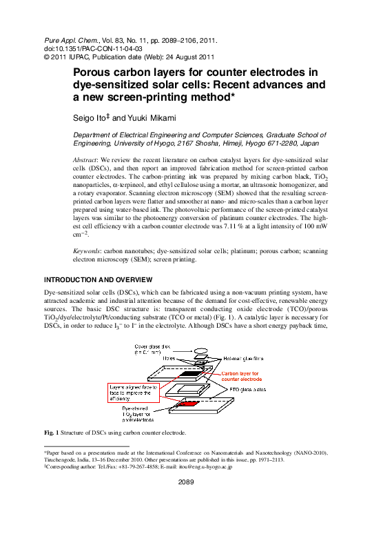 (PDF) Porous carbon layers for counter electrodes in dye-sensitized ...