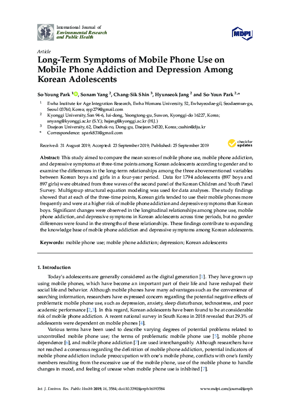 (PDF) Long-Term Symptoms of Mobile Phone Use on Mobile Phone Addiction ...