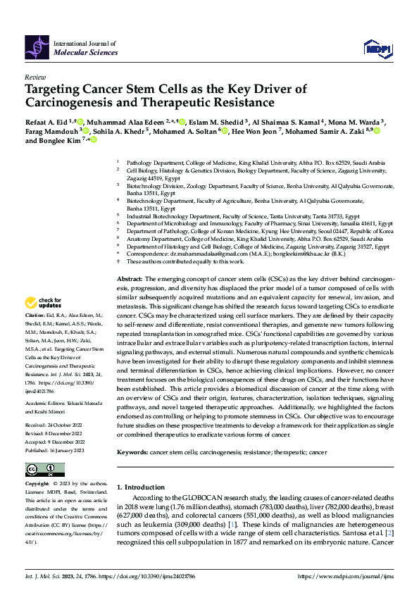 (PDF) Targeting Cancer Stem Cells as the Key Driver of Carcinogenesis ...