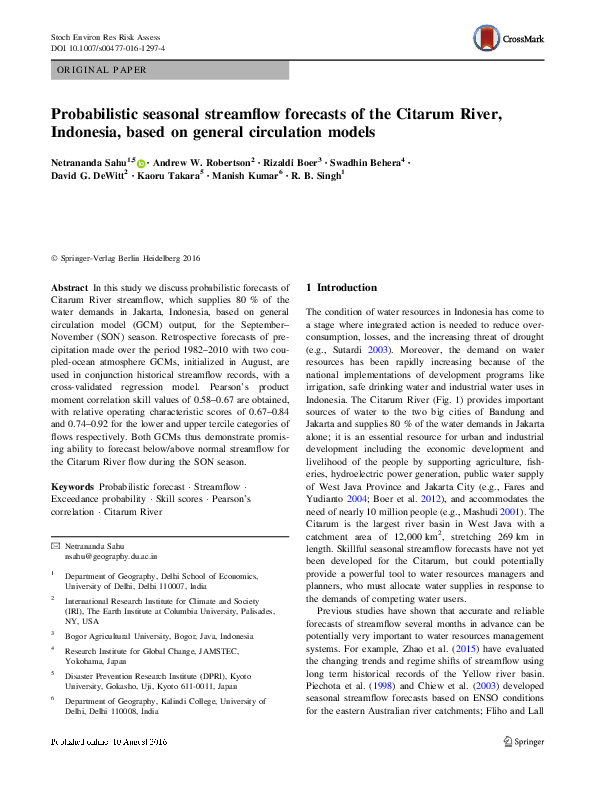 (PDF) Probabilistic seasonal streamflow forecasts of the Citarum River ...