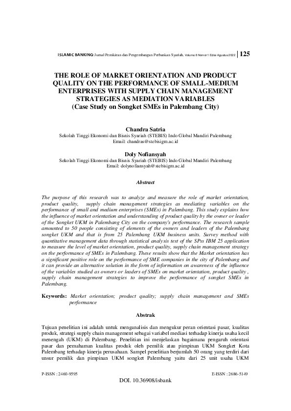(PDF) The Role of Market Orientation And Product Quality On The ...