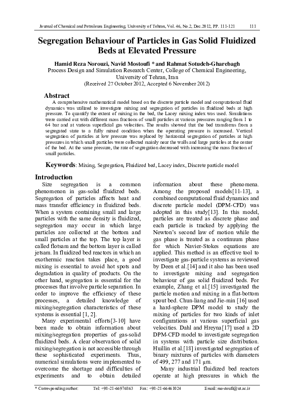 (PDF) Segregation Behaviour of Particles in Gas Solid Fluidized Beds at ...