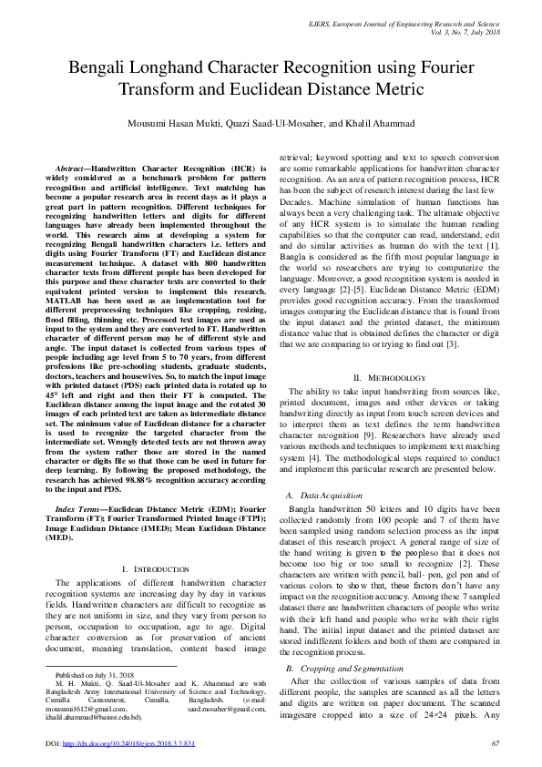 (PDF) Bengali Longhand Character Recognition using Fourier Transform ...