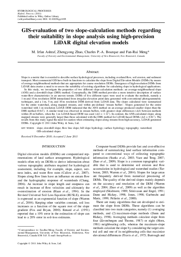 (PDF) GIS-evaluation of two slope-calculation methods regarding their ...