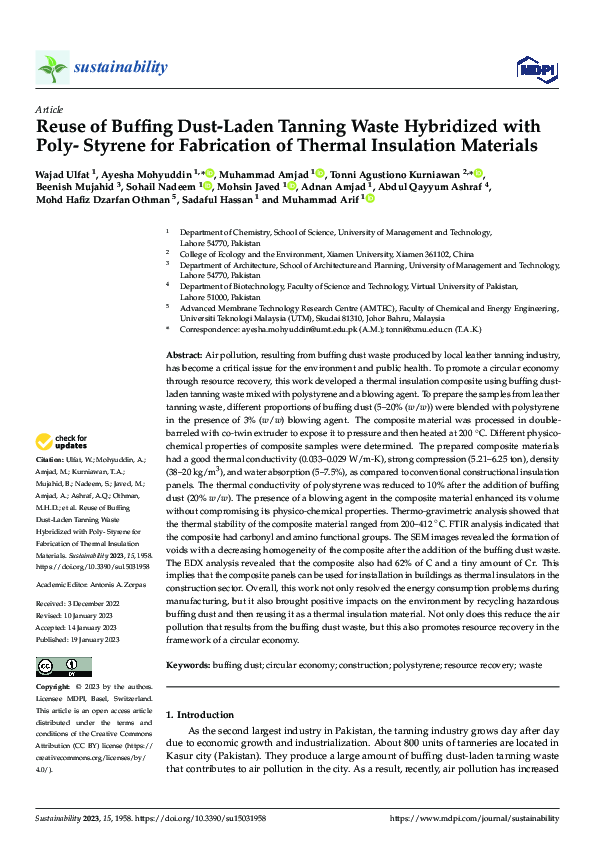 (PDF) Reuse of Buffing Dust-Laden Tanning Waste Hybridized with Poly ...