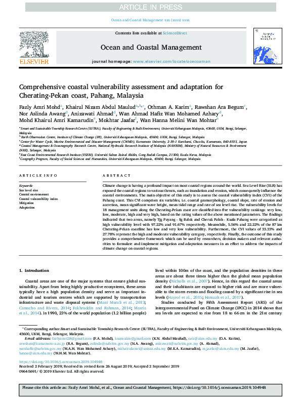 (PDF) Comprehensive coastal vulnerability assessment and adaptation for ...