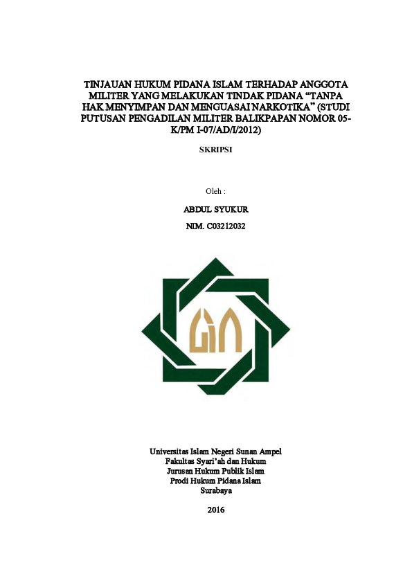 (PDF) Tinjauan Hukum Pidana Islam Terhadap Anggota Militer Yang ...